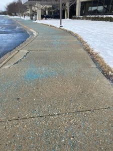 side walk after ice melting salt services in Chicago 